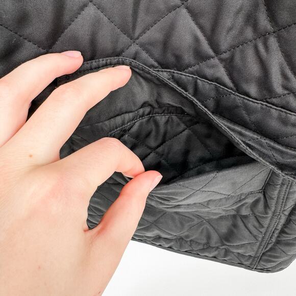 Burberry Coat Black Sz M Quilted Puffer Winter Plaid Jacket Check Brit Light - Picture 9 of 16